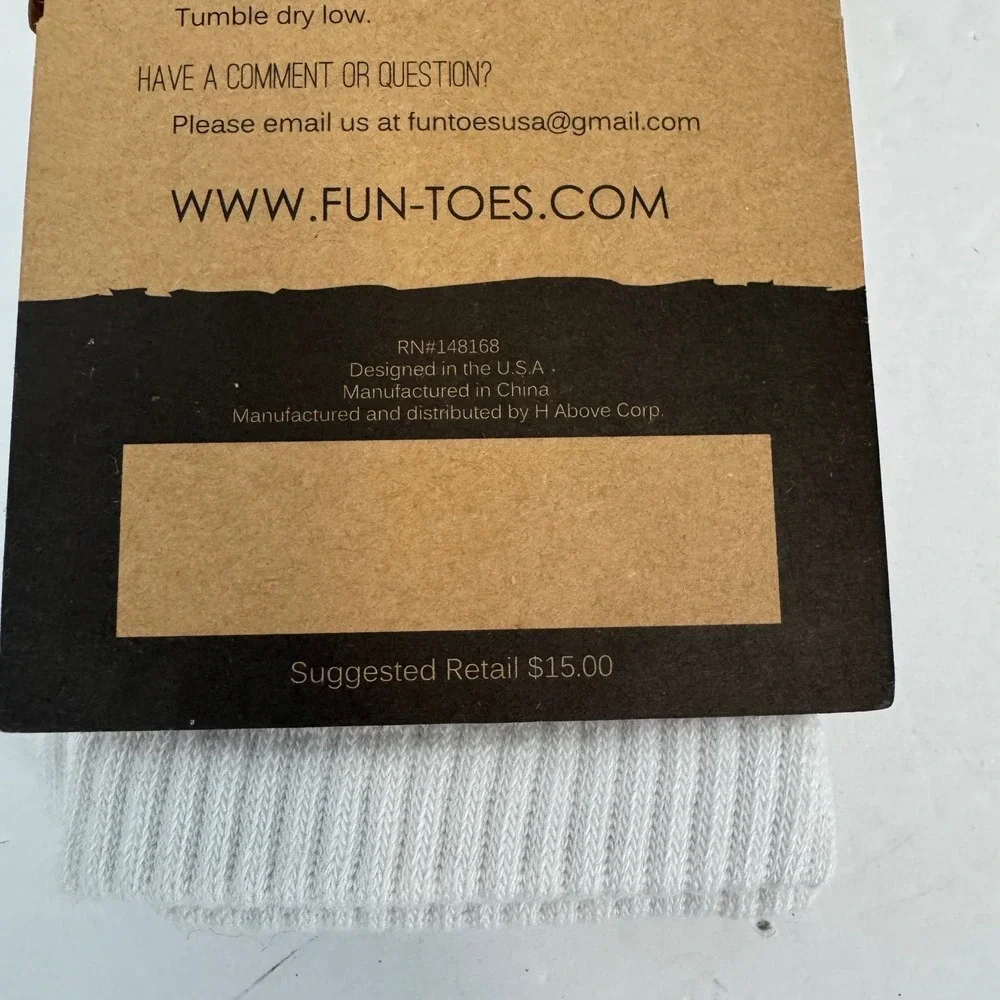 Fun Toes White Athletic Toe Socks 3 Pairs Arch Support Breathable Mesh Size 6-12
